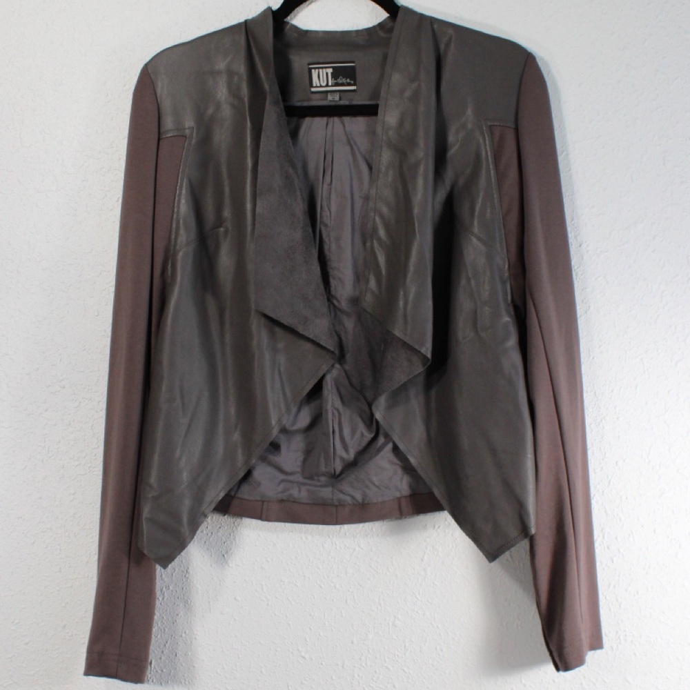 Kut From The Kloth Faux Leather Drape Blazer SZ M